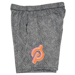 New Adidas Pelaton Logo Men's Athletic White Black Speckled Shorts Size L‎